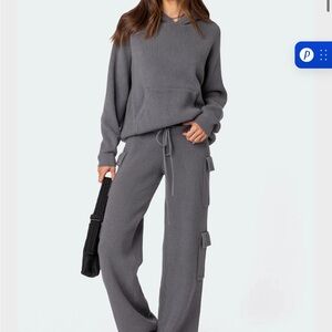 Edikted Gray Women's Sweater and Wide Leg Pants Set